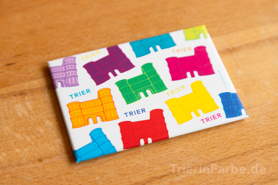 Magnet Trier, Porta Nigra, Symbole, weiß-bunt 